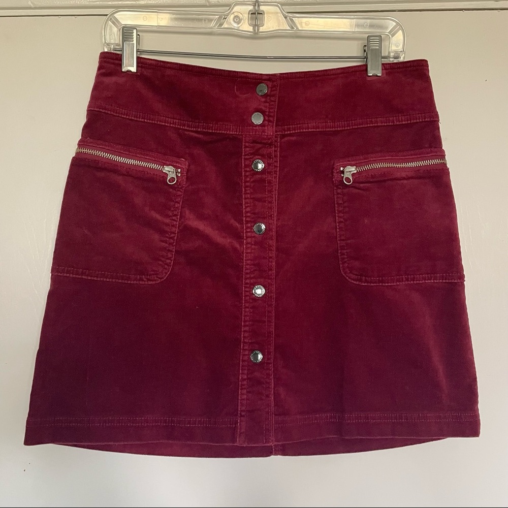NEW Gap burgundy velvet a line mini skirt 28R